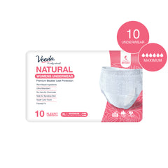 Veeda Natural Incontinence Underwear for Women, Maximum Absorbency, X-Large Size