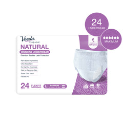 Veeda Natural Incontinence Underwear for Women, Maximum Absorbency, Large Size