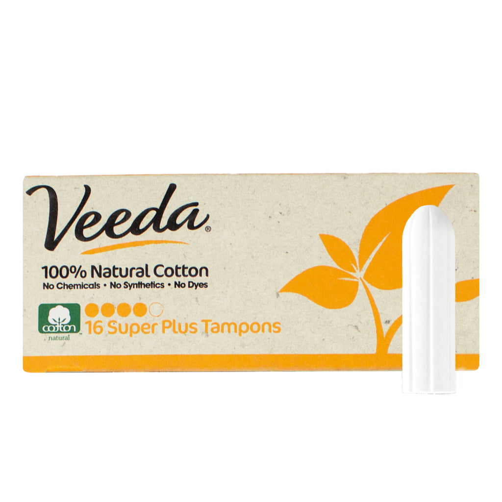 Natural Cotton Compact Applicator Tampons Super Tampon - Veeda USA