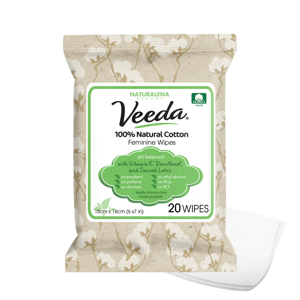 Veeda 100% Biodegradable, Large, Non-Toxic, Natural Body Wipes