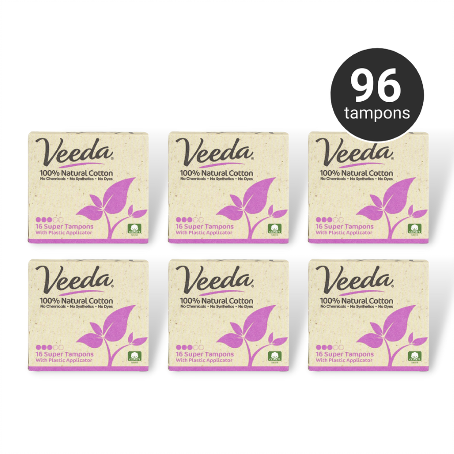 Veeda GMO-Free 100% Natural Cotton Applicator-Free Regular Tampons,  Fragrance Free, 96 Count, 96 Count - Fry's Food Stores